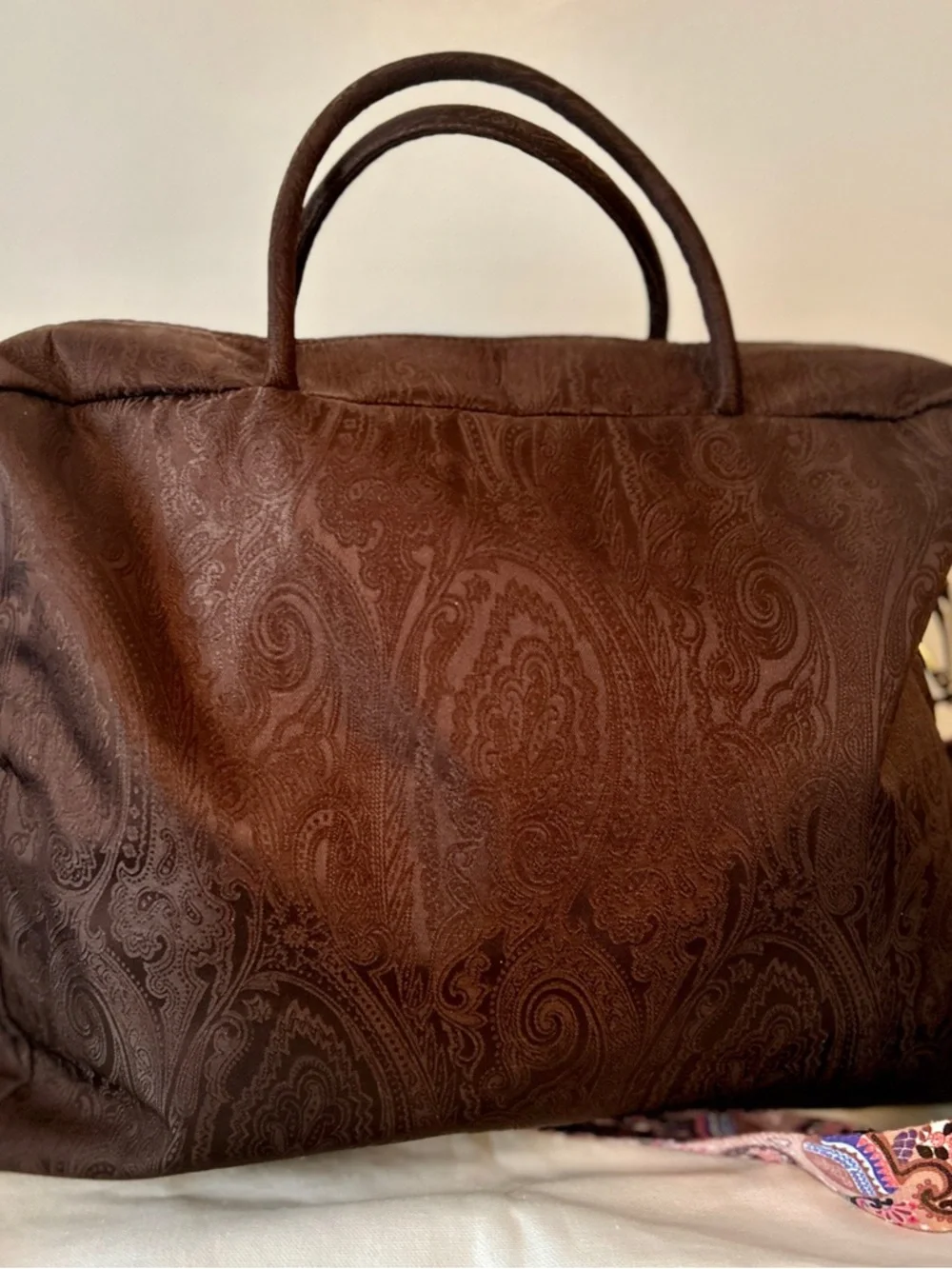 Etro Dark Brown Paisley Weekender with Pink Paisley Strap - Picture 4 of 12